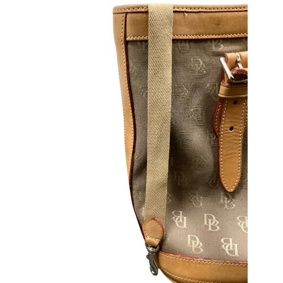 Vintage Dooney &Bourke Purse Cabriolet Monogram Shoulder Bag Two Straps Brown - Picture 11 of 14